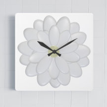 Moderne Square Daisy White Clock