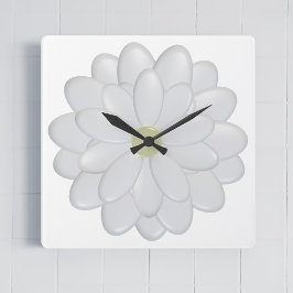 Moderne Square Daisy White Clock Quadratische Wanduhr
