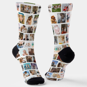Moderne Square Grid Foto Collage Familie Freunde Socken
