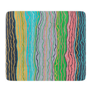 Moderne Squiggläser 6 x 7 Deko Glasschneidplatte Schneidebrett