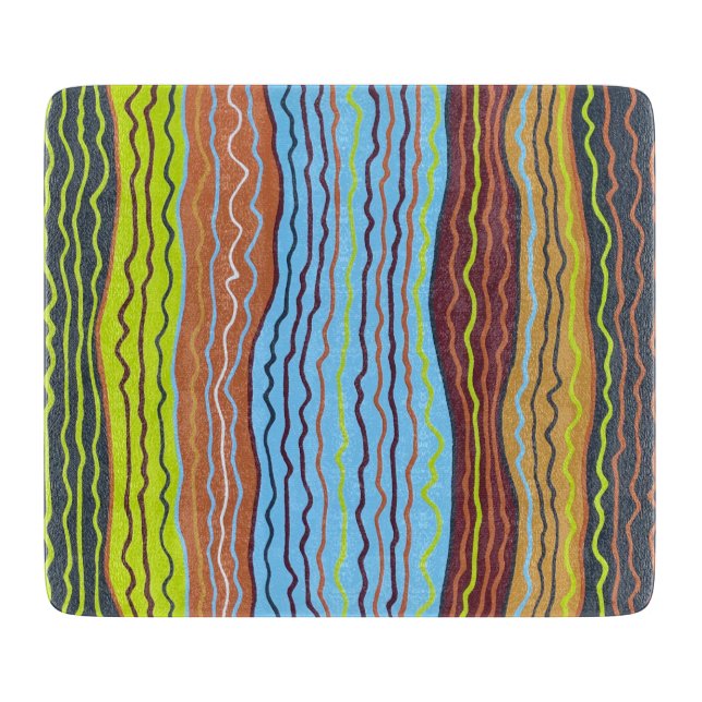 Moderne Squiggles 4 6 x 7 Deko Glasschneidebrett Schneidebrett (Vorderseite)