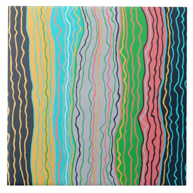 Moderne Squiggles 6 x 6 Keramiken Tile Fliese (Vorderseite)