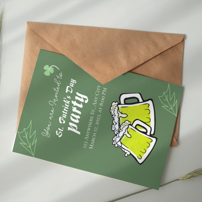 Moderne St. Patrick's Day Party Grüne Clovers Postkarte (Modern St. Patrick's Day Party Green Clovers Postcard
)