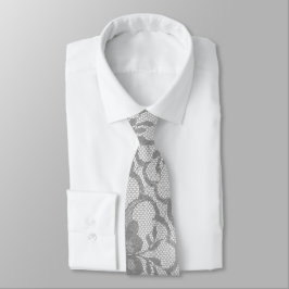 Moderne Stadt Grau Silver White Lace Krawatte