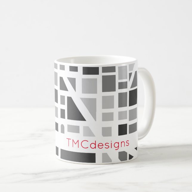 Moderne Stadtkarte Schwarz-weiß Graue Bürobezeichn Kaffeetasse (VorderseiteRechts)