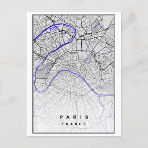 Moderne Stadtkarte von Paris, Frankreich Postkarte