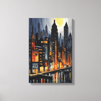 Moderne Stadtnachts - City Skyline bei Dusk Art Leinwanddruck