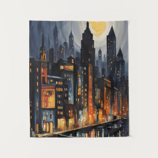 Moderne Stadtnachts - City Skyline bei Dusk Art Wandteppich