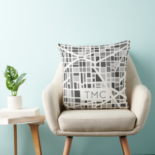 Moderne Stadtplan Monogram INITIALS Architektur Kissen