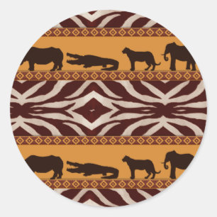 Moderne Stammes- Afrikanische Zebramuster-Tierprin Runder Aufkleber