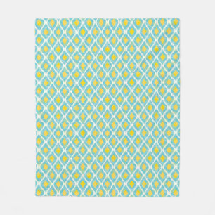 Moderne Stammes-Ikat-Blau-Gelb-Mode Fleecedecke