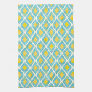 Moderne Stammes-Ikat-Blau-Gelb-Mode Handtuch