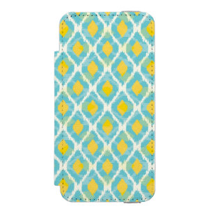 Moderne Stammes-Ikat-Blau-Gelb-Mode Incipio Watson™ iPhone 5 Geldbörsen Hülle