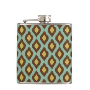 Moderne Stammes-Ikat-Blau Gelb Modern Flachmann