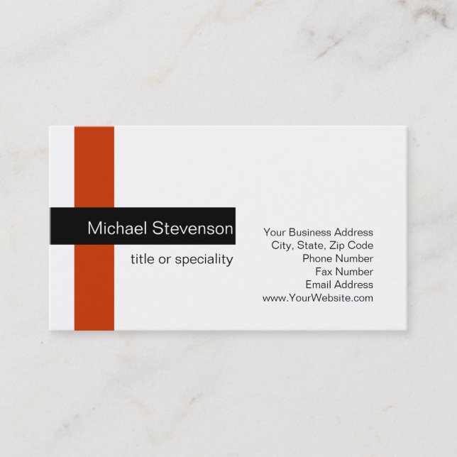 Moderne Standard Red Schwarz-weiß Business Card Visitenkarte (Vorderseite)