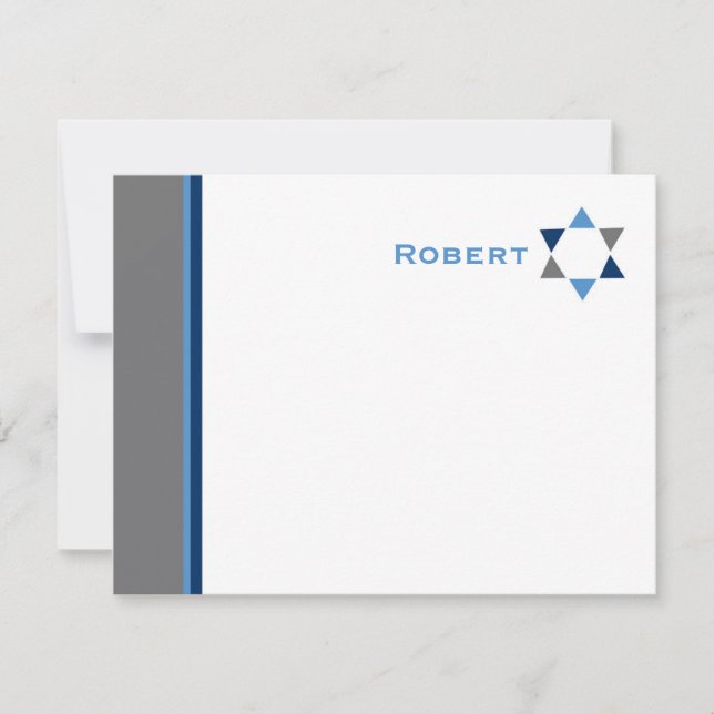 Moderne Star Bar Mitzvah Carte de remerciements (Devant)