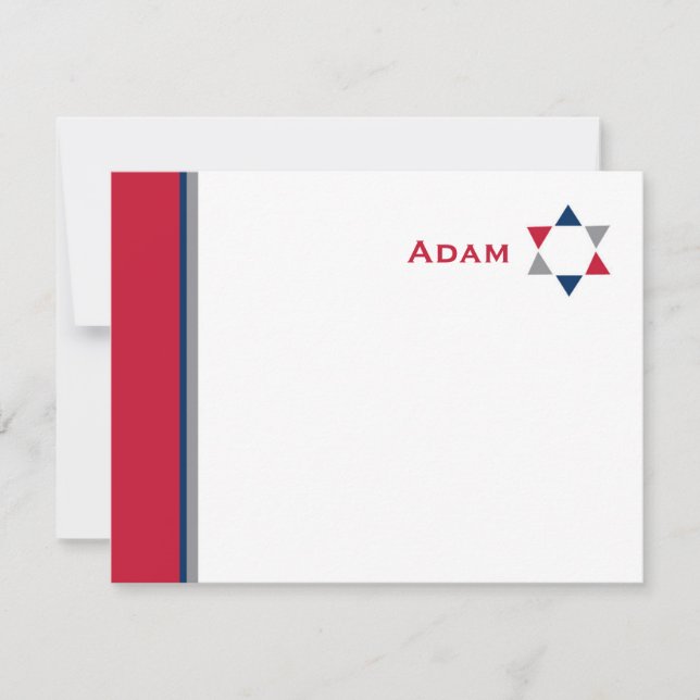 Moderne Star Bar Mitzvah Carte de remerciements (Devant)