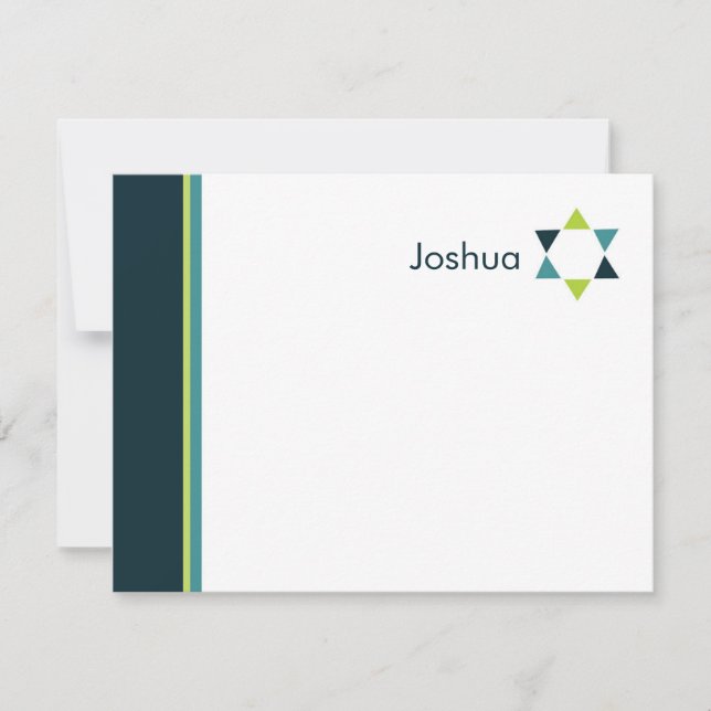 Moderne Star Bar Mitzvah Carte de remerciements (Devant)
