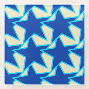Moderne Star Geometric - Kobaltblau und Taubtan Glasuntersetzer