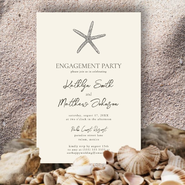Moderne Starfish Beach Hochzeitsparty Einladung (Von Creator hochgeladen)