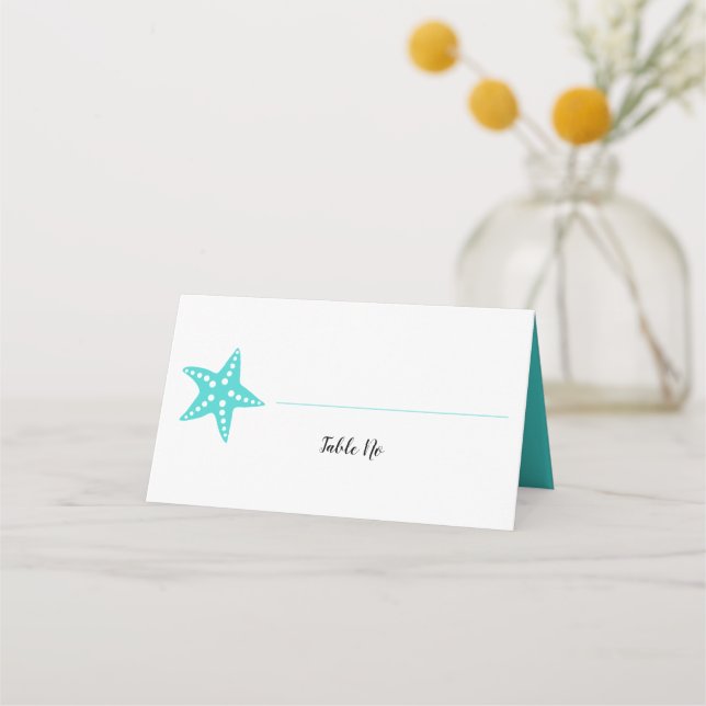Moderne Starfish Hochzeit-Tischnummer-Platzkarte Platzkarte (Vorderseite)