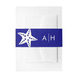 Moderne Starfish Hochzeitsband, Navy Blue Einladungsbanderole