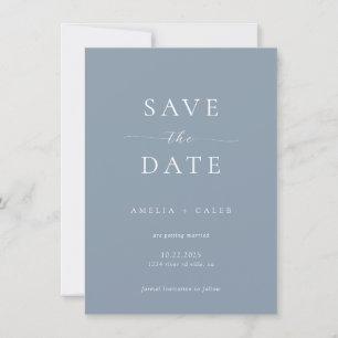 Moderne staubblaue Foto-Hochzeit Save-the-Date-Kar Save The Date