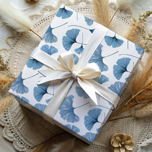 Moderne staubblaue Ginkgo-Blattwerk   Geschenkpapier Set