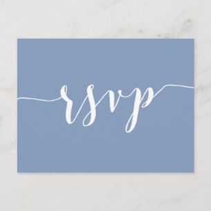Moderne staubblaue Hochzeits-RSVP-Postkarten Einladungspostkarte