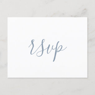 Moderne Staubblaue Minimalistische Hochzeits-RSVP Postkarte