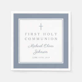 Moderne staubblaue religiöse Jungen-Erstkommunion Serviette