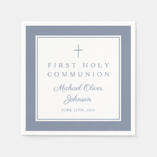 Moderne staubblaue religiöse Jungen-Erstkommunion Serviette