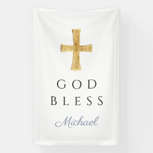 Moderne staubblaue religiöse Kreuz Jungen Gott seg Banner