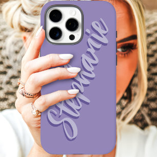 Moderne Staubig Violette Minimale Schriftart Name iPhone 16 Pro Max Hülle