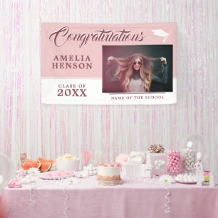 Moderne staubige rosa Abschlussfoto-Abschlussfeier Banner
