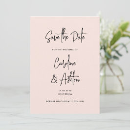 Moderne, staubige rosa Namen Save the Date