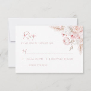 Moderne staubige Rose Blumenkarte RSVP Karte