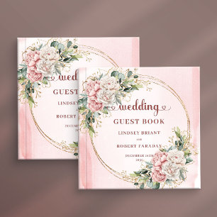 Moderne staubrosa Blumen Grüne Hochzeitsanmeldung Gästebuch