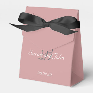 Moderne Staubrosa Namensmonogramm-Hochzeit Geschenkschachtel