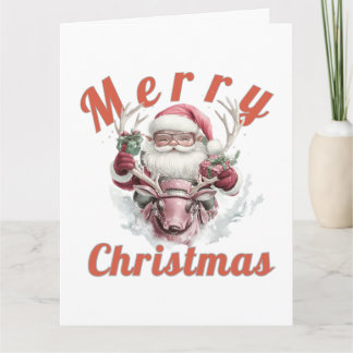 Moderne Steampunk-Weihnachtsmann und Robot-Rentier Karte