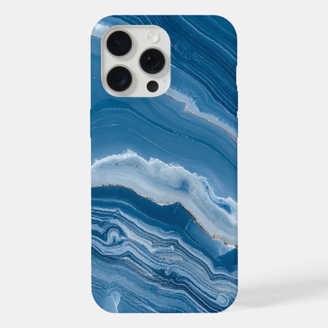 Moderne Stein Staubblau Marmor iPhone 15 Pro Max Hülle (Rückseite)