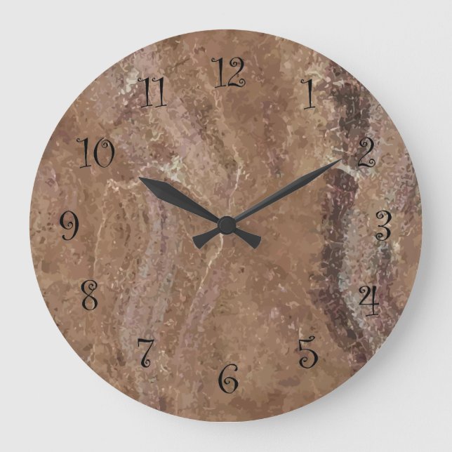 Moderne Steinmuster-Imitat Marmorwandverkleidungen Große Wanduhr (Vorderseite)