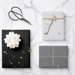 Moderne Sterne   Minimalistischer Schwarzschieferu Geschenkpapier Set