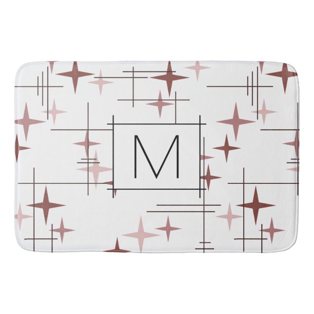 Moderne Sterne Mitte Jahrhundert rosa Badematte (Vorderseite)
