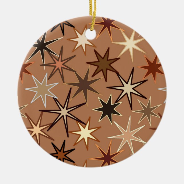 Moderne Sternexplosion Print, Coffee Brown und Bei Keramikornament (Vorne)