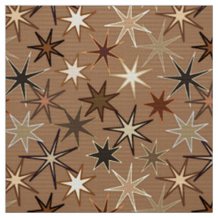 Moderne Sternexplosion Print, Coffee Brown und Bei Stoff