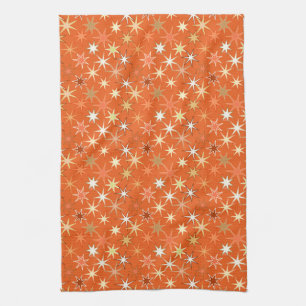Moderne Sternexplosion Print, Deep Mandarin Orange Geschirrtuch