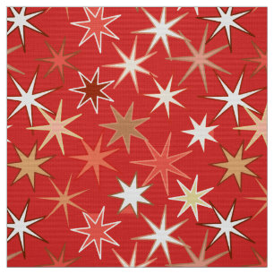 Moderne Sternexplosion Print, Deep Mandarin Orange Stoff