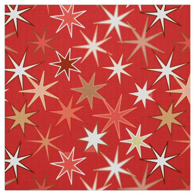 Moderne Sternexplosion Print, Deep Mandarin Orange Stoff (Muster)