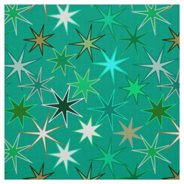 Moderne Sternexplosion Print, Türkis und Aqua Stoff (Muster)